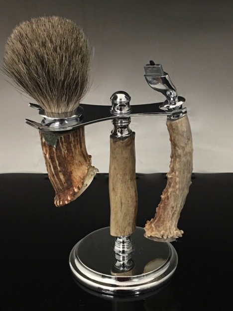 custom shaving  set, antler, executive gift, handmade wet shaving